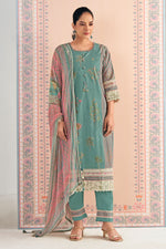 Load image into Gallery viewer, Pure Cotton Print And Embroidery Suit Set With Solid Bottom