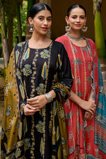 Load image into Gallery viewer, Black Color Pure Muslin Silk Checks Hand Block Print Dress