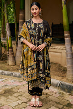 Load image into Gallery viewer, Black Color Pure Muslin Silk Checks Hand Block Print Dress