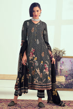 Load image into Gallery viewer, Black Pure Muslin Silk Jacquard Digital Print Designer Salwar Suit