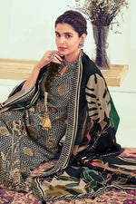 Load image into Gallery viewer, Black Pure Muslin Silk Jacquard Digital Print Designer Dress