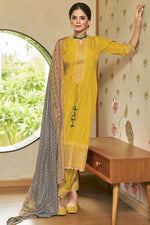 Load image into Gallery viewer, Pure Russian Silk Gold Print Designer Long Salwar Kameez