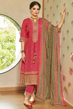 Load image into Gallery viewer, Pink Pure Russian Silk Gold Print Designer Long Suit