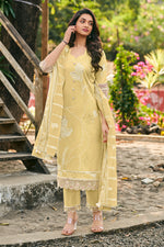 Load image into Gallery viewer, Pure Cotton Embroidery Block Print Straight Cut Salwar Kameez
