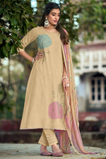 Load image into Gallery viewer, Beige Pure Cotton Digital Print With Hand Work Salwar Suit