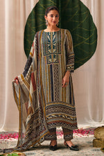 Load image into Gallery viewer, Pure Kutch Satin Ajrak Print Embroidered Designer Salwar Kameez