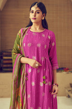 Load image into Gallery viewer, Rani Pure Muslin Jacquard Sequence Embroidery Party Wear Salwar Suit