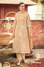 Load image into Gallery viewer, Light Brown Pure Cotton Block Print Salwar Suit