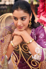 Luxury Muslin Checks Hand Block Print Salwar Suit