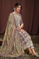 Load image into Gallery viewer, Light Lavender Pure Moga Silk Embroidery And Batik Print Long Salwar Suit