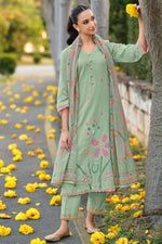 Load image into Gallery viewer, Premium Pure Linen Brush Print Embroidered Casual Salwar Suit