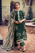 Load image into Gallery viewer, Dark Green Pure Kota Checks Hand Block Print Suit