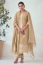 Load image into Gallery viewer, Chikoo Color South Cotton Top Dyed Jacquard Print Casual Salwar Suit