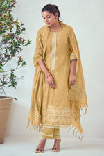 Load image into Gallery viewer, Beige Color South Cotton Top Dyed Jacquard Print Casual Dress