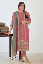 Load image into Gallery viewer, Pink Pure Tissue With Fancy Placement Embroidery Work Designer Long Salwar Suit