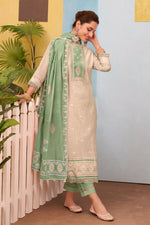 Load image into Gallery viewer, Graceful Beige Pure Cotton Designer Straight Cut Salwar Kameez