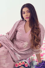 Load image into Gallery viewer, Pink Pure Linen Digital Print With Handwork Casual Dress