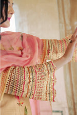 Load image into Gallery viewer, Beige Pure Moga Silk Digital Print Long Straight Cut Salwar Suit