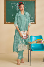 Load image into Gallery viewer, Casual Block Print Cyan Pure Cotton Salwar Kameez Set