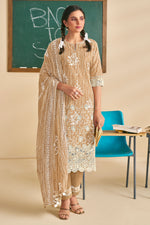 Load image into Gallery viewer, Traditional Block Printed Casual Wear Elegant Light Brown Cotton Salwar Suit