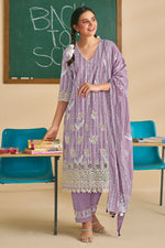 Load image into Gallery viewer, Block Print Pure Cotton Purple Ethnic Casual Salwar Suit