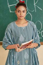 Load image into Gallery viewer, Everyday Wear Grey Pure Cotton Salwar Kameez With Artistic Block Print