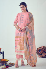 Load image into Gallery viewer, Pink Pure Jari Linen Digital Print Straight Cut Suit