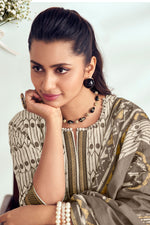 Load image into Gallery viewer, Beige Pure Cotton Block Print Long Straight Cut Dress