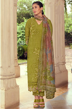 Load image into Gallery viewer, Green Pure Muslin Shimmer Digital Print Straight Cut Dress