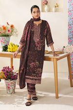 Load image into Gallery viewer, Wine Pure Premium Organza Jacquard Digital Print Dress