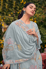 Load image into Gallery viewer, Hand Dori Work On Cyan Color Gorgeous Salwar Suit In Chanderi Fabric