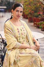 Load image into Gallery viewer, Chanderi Fabric Yellow Color Salwar Suit With Hand Dori Work
