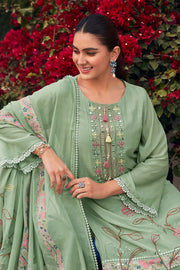 Ethnic Malai Chanderi Suit Set With Fine Dori Work