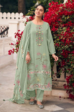 Load image into Gallery viewer, Hand Dori Work On Glamorous Salwar Suit In Sea Green Color Chanderi Fabric