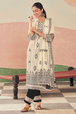Load image into Gallery viewer, Pure Cotton Jacquard Embroidery Work Beige Salwar Kameez