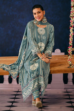 Load image into Gallery viewer, Sky Blue Premium Pashmina Digital Print Casual Suit