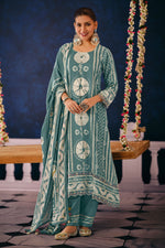 Load image into Gallery viewer, Sky Blue Premium Pashmina Digital Print Casual Suit