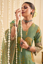 Load image into Gallery viewer, Elegant Sea Green Pure Tissue Silk Digital Printed Palazzo Salwar Kameez Set