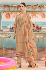 Load image into Gallery viewer, Designer Cream Cotton Party Wear Salwar Suit With Handwork Embroidery And Mal Mal Dupatta