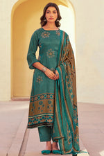 Load image into Gallery viewer, Pure Gajji Silk Digital Print Salwar Kameez In Teal Color
