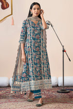 Load image into Gallery viewer, Cotton Block Print Embroidered Lace Work Salwar Kameez