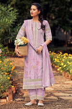 Load image into Gallery viewer, Lavender Pure Cotton Hand Block Print Straight Cut Salwar Suit