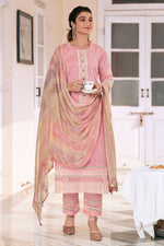Load image into Gallery viewer, Pink Pure Organdy Block Print Straight Cut Salwar Suit