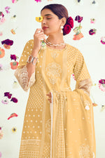 Load image into Gallery viewer, Beige Pure Cotton Printed Palazzo Salwar Suit