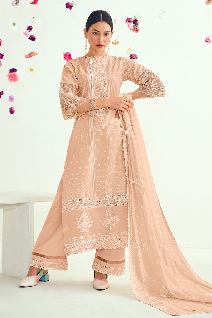 Peach Color Pure Cotton Palazzo Dress