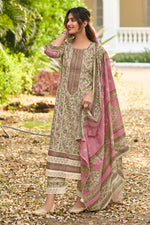 Load image into Gallery viewer, Beige Color Pure Cotton Hand Block Print Long Straight Cut Suit