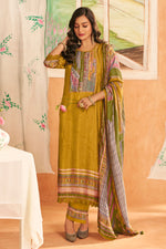 Load image into Gallery viewer, Yellow Bemberg Silk Slub Digital Print Designer Salwar Suit
