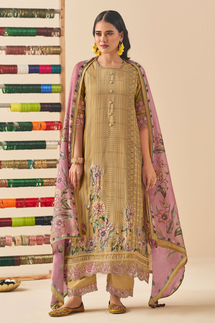 Brown Color Pure Muslin Digital Print Suit