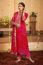 Load image into Gallery viewer, Red Embroidered Karva Chauth Special Salwar Suit