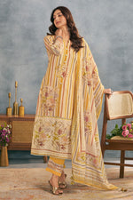 Load image into Gallery viewer, Beige Elegant Pure Malmal Cotton Digital Print Salwar Suit with Hand Embroidery